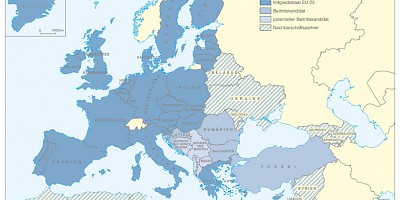 Karte: EU: Beitrittskandidaten, Nachbarschaftspartner 2005