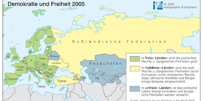 Karte: Demokratie und Freiheit in Europa 2005