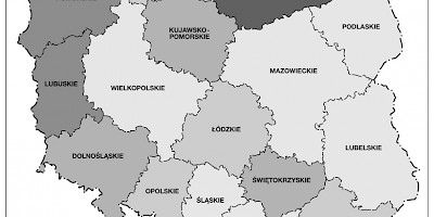 Karte: Polen: Arbeitslosigkeit 2005