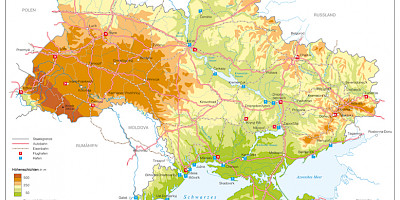 Karte: Ukraine: Physische Übersicht