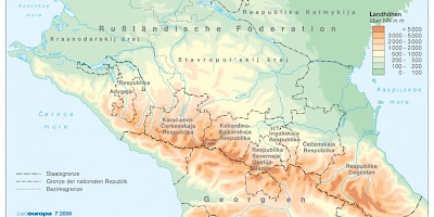 Karte: Kaukasus: Physische Übersicht