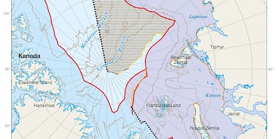 Karte: Arktis: Russlands Antrag bei der Festlandsockelgrenzkommission