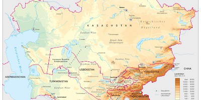Karte: Zentralasien: Physische Übersicht