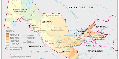 Karte: Usbekistan: Physische Übersicht