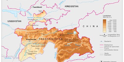 Karte: Tadschikistan: Physische Übersicht