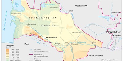 Karte: Turkmenistan: Physische Übersicht