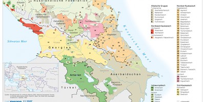 Karte: Sprachgruppen im Kaukasus