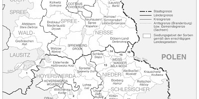 Karte: Siedlungsgebiet der Sorben 2007