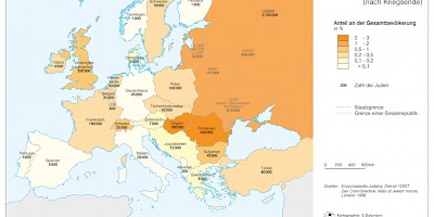 Karte: Jüdische Bevölkerung in Europa 1945