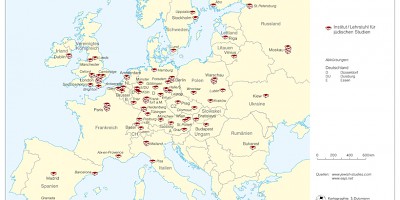 Karte: Jüdische Studien in Europa