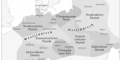 Karte: Geographische Verbreitung des Jiddischen 15.–19. Jh.