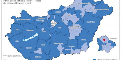 Karte: Ungarn: Parlamentswahlen 2010 – Einpersonenwahlkreise