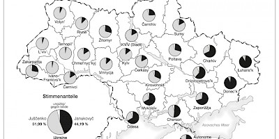 Karte: Ukraine: Ergebnisse der Präsidentenwahl Dezember 2004