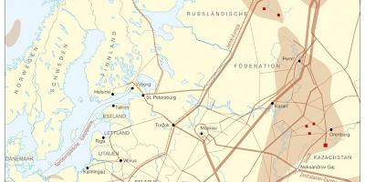 Karte: Erdgaspipelines von Russland nach Europa (2004)