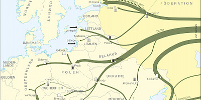 Karte: Europa: Erdölpipelines aus Russland (2009)
