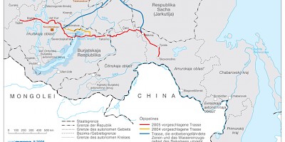 Karte: Russland: Geplante Erdölpipeline von Ostsibirien an den Pazifik (2006)