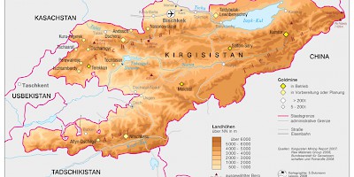 Karte: Kirgisistan: Goldminen
