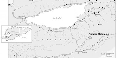 Karte: Kirgisistan: Die Lage der Kumtor-Goldmine