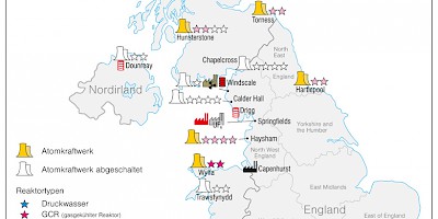 Karte: Großbritannien und Nordirland: Atomenergie 2005