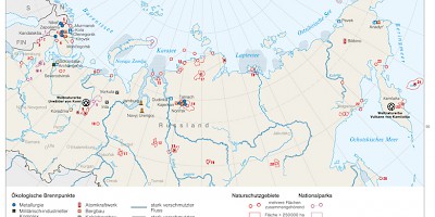 Karte: Nordrussland: Umweltverschmutzung und Umweltschutz