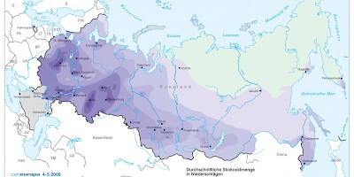 Karte: Russland: Stickoxide in Niederschlägen 1995–2004