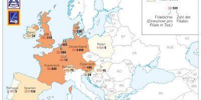 Karte: ALDI in Europa