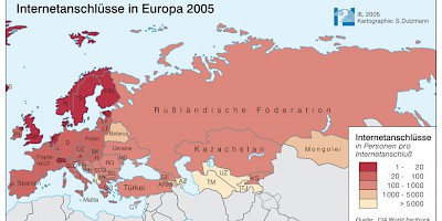 Karte: Europa: Internetanschlüsse 2005