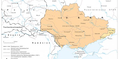 Karte: Die Ukrainische Sowjetrepublik in der Zwischenkriegszeit