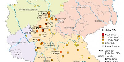 Karte: Lager für jüdische Displaced Persons 1945–1957
