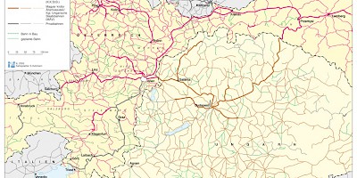 Karte: Österreichische und ungarische Staatsbahnen 1915