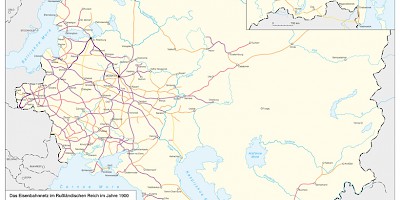 Karte: Das Eisenbahnnetz im Rußländischen Reich 1900