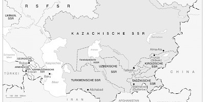 Karte: Die zentralasiatischen Sowjetrepubliken ab 1936