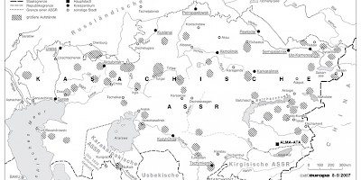 Karte: Aufstände in Kasachstan 1929–1932