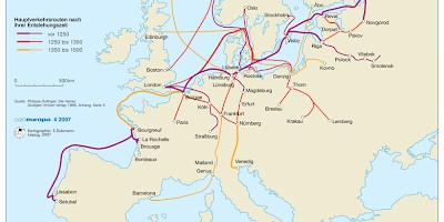 Karte: Das Netz des Hansehandels im 13. bis 15. Jh.