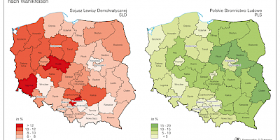 Karte: Polen: Wahlen zum Sejm 2011 – Stimmenanteil von SLD und PLS