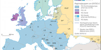 Karte: Europa: Stromverbundnetze (2021)