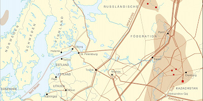 Karte: Erdgaspipelines von Russland nach Europa (2011)