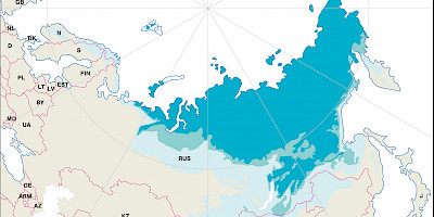 Karte: Nordhalbkugel: Permafrostregionen heute