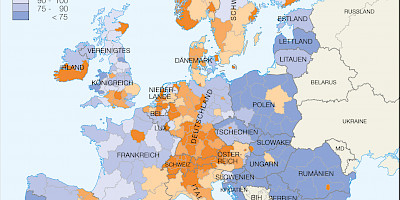 Karte: Wirtschaftskraft in Europa 2014 nach NUTS-2-Regionen