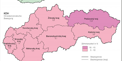 Karte: Slowakei: Parlamentswahlen 2010 nach Kreisen II