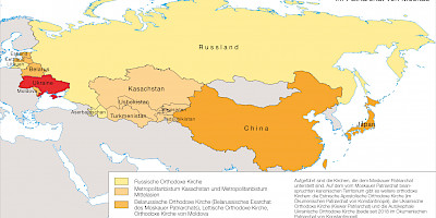 Karte: Das kanonische Territorium der Russischen Orthodoxen Kirche