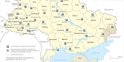 Karte: Ukraine: Bistümer der Ukrainischen Orthodoxen Kirche – Kiewer Patriarchat