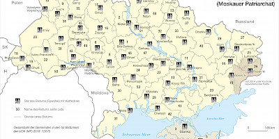 Karte: Ukraine: Bistümer der Ukrainischen Orthodoxen Kirche (Moskauer Patriarchat)
