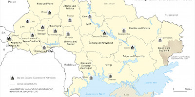 Karte: Ukraine: Eparchien der Ukrainischen Autokephalen Orthodoxen Kirche