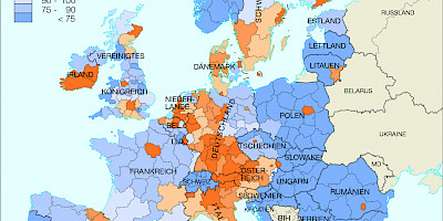 Karte: Europa: Wirtschaftskraft 2017 nach NUTS-2-Regionen
