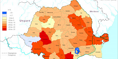Karte: Rumänien: Bevölkerungsentwicklung 2000-2018 nach Kreisen