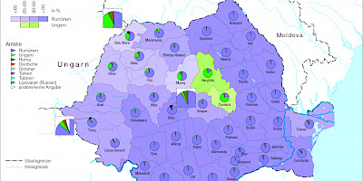 Karte: Rumänien: Nationale Selbstzuschreibung bei der Volkszählung 2011