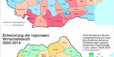 Karte: Rumänien: Wirtschaftskraft nach Kreisen/NUTS-3-Regionen