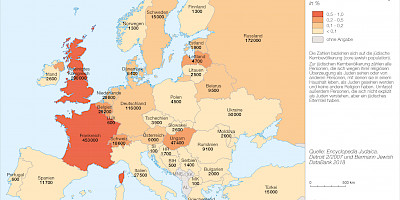 Karte: Jüdische Bevölkerung in Europa 2018