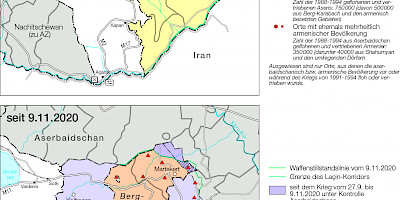 Karte: Berg-Karabach 1994-2020 und seit 9.11.2020